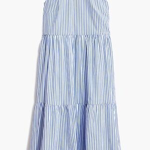 J. Crew Factory Blue and White Striped Midi Dress